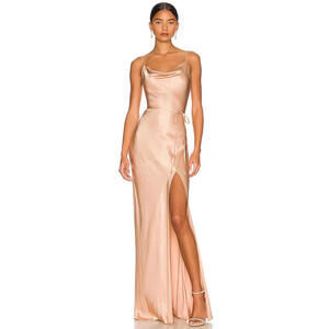 Shona Joy la lune cowl neck floor length dress size 4 romantic desert rose pink